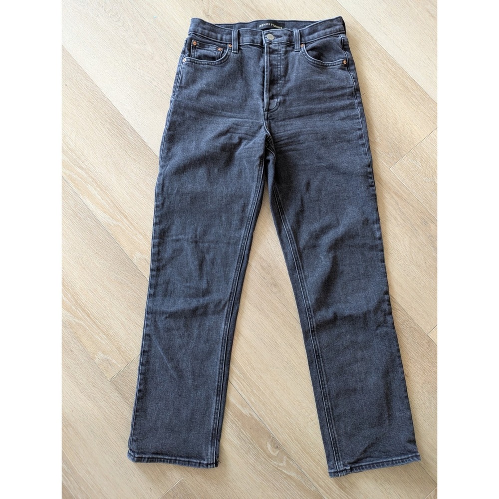 Aritzia Denim Forum The Arlo High Rise Straight Jeans Black 28L Size 26